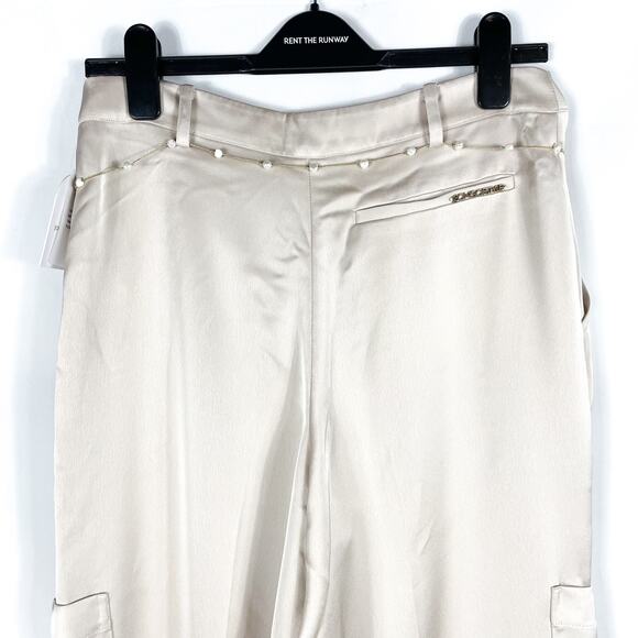Song of Style Ayah Cargo Trousers Champagne Tan Pants‎ Satin Straight Leg Sz S - Picture 14 of 16